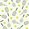 Sports seamless pattern with tennis icons of racket and ball