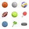 Sports shell icons set, cartoon style