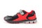 Sports shoes, black and red colors on white