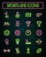 Sports sign thin neon glowing line icons set.vector illustration