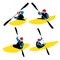 Sports silhouette action kayak group set