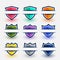 Sports style shield symbols set in nine colors