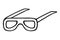 Sports sunglasses. Elongated accessory. The temples of the glasses are straightened. Doodle style