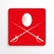 Sports symbols. Fencing. Vector icon. Red and white image on a light background with a shadow.
