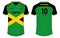 Sports t-shirt jersey design concept vector template, v neck Jamaica Football jersey concept with front and back view for Soccer,