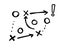 Sports tactics and strategy. Scheme of movement of team player. Combination of crosses and circles with path arrows