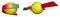 Sports tennis ball in ribbons with colors of Portugal flag. Isolated vector on white background