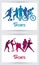 Sports time poster with athletes silhouettes frames