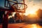 Sports under the sun a prominent basketball hoop glistens