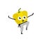 Sports vegetable element - yellow bulgarian pepper in kimono with black belt is engaged in karate.