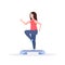 Sports woman doing squats on step platform girl training in gym aerobic legs workout healthy lifestyle concept flat