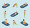 Sports Women Yoga Gym Gymnastics Workout Exercise Flat 3d Web Isometric Infographic .