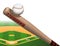 Sports wooden baseball bat hits flying ball. American national sport. Active lifestyle. Realistic vector background