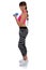 Sports workout fitness woman with dumbbell full body portrait is