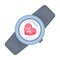 Sports wrist watch with heart rate measurement. Watch for athletes .Gym And Workout single icon in cartoon style vector