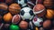 sportsballs background, soccer balls on aabstract ball background, close-up of sports balls