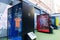 Sportsgear of the famous football players of Barcelona FC displayed at a temporary world cup exhibition in Barcelona, Spain