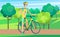 Sportsman on Bicycle View from Right Illustration