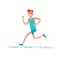 Sportsman character. Young adult man running in sportswear. Concept of running for healthy.