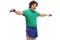Sportsman exercising with dumbbells