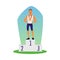 Sportsman on first place in sport competition flat vector illustration isolated.