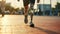 Sportsman jogging with prosthetic leg. Generative AI