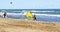 Sportsman practicing kitesurfing on the beach of Castelldefels