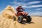 Sportsman riding fast atv vehicle in desert sand dune. Generative AI