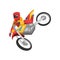 Sportsman Riding Motorbike, Motorcyclist Male Character Performing Trick, Motocross Racing Vector Illustration