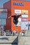Sportsman roller performs basic trick jump