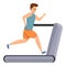 Sportsman run on treadmill icon, cartoon style