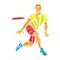 Sportsman throwing ultimate frisbee. Color vector