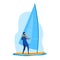 Sportsman vector illustration, cartoon flat man surfer character windsurfing, standing on surfboard, riding icon
