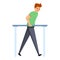 Sportsmen excercise reabilitation icon, cartoon style