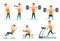 Sportsmen pumping iron and exercise in gym icon se