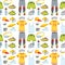 Sportswear running clothes runner gears for sport workout seamless pattern background vector illustration