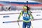 Sportswoman biathlete Munkhbat Doljinsuren Mongolia skiing on biathlon complex