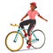 Sportswoman Cyclist Gracefully Rides, Arms Outstretched, Embodying Triumph And Freedom, Vector Illustration