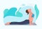 Sportswoman doing yoga exercise flat color vector faceless character