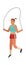 Sportswoman jumping rope. Outdoor activity, female strong character in sport uniform doing exercises, slim athletic girl