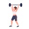 Sportswoman lifting barbell flat color vector faceless character