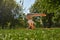 Sportswoman practicing yoga in half headstand pose