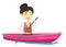 Sportswoman riding in kayak vector illustration.