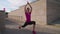 sportswoman is training alone in morning outdoors in city, healthy habits to workout and sport