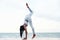 Sportswoman Trying to Do Handstand