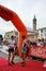 Sportswomen arrived at the finish of the `Lecco city - Resegone mountain` running marathon event.