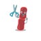 Sporty bacillus bacteria cartoon character design with barber