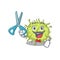 Sporty bacteria coccus cartoon character design with barber