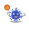 A sporty bacteria coronavirus cartoon mascot design playing basketball