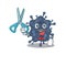 Sporty bacteria neisseria cartoon character design with barber